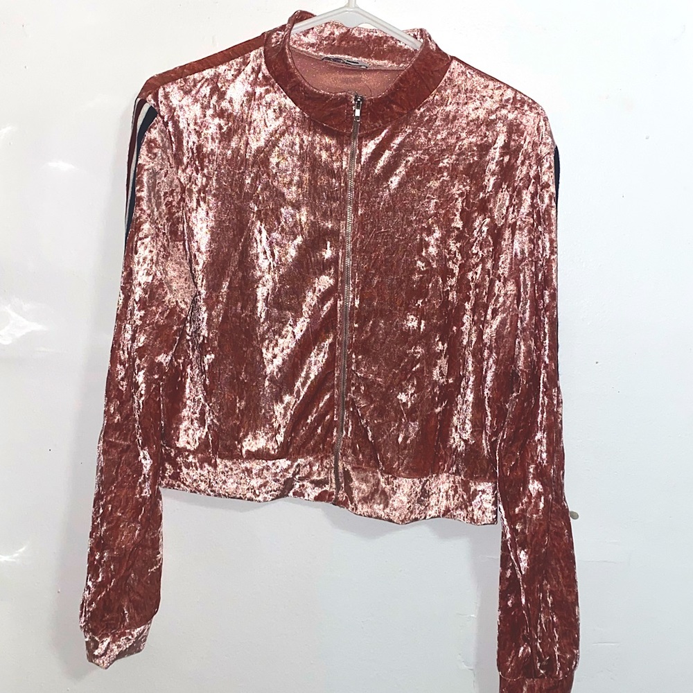Fashion Nova Light Pink Velvet Crop Top Sweater
